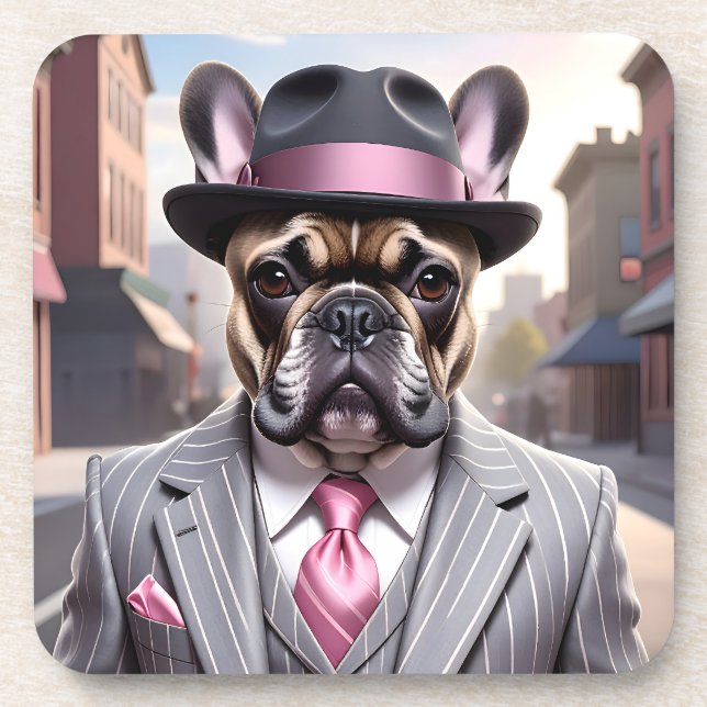 Porta-copo Vintage Gangster French Buldog (Frente)
