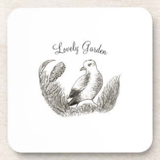 Porta-copo Vintage Garden Bird – Monochrome Elegant Floral