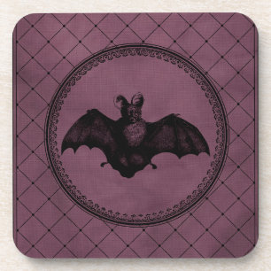 Porta-copo Vintage Gótica Halloween Bat em Roxo
