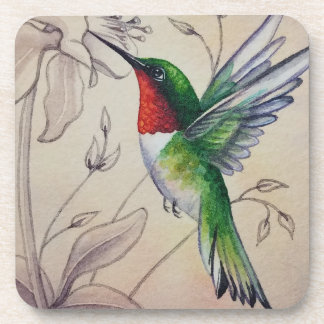 Porta-copo Vintage Hummingbird No. 6 Watercolor Art