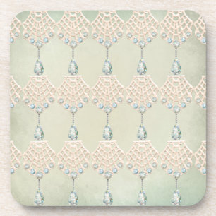 Porta-copo Vintage invernal lace teal rhinestones vitorioso