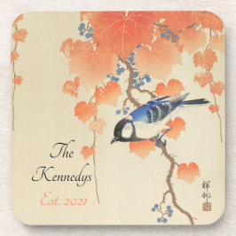 Porta-copo Vintage Japonês Watercolor Bird Impressão