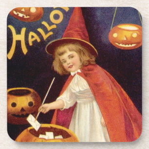 Porta-copo Vintage Jolly Halloween Bruxa por Ellen Clapsaddle