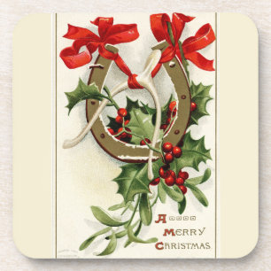 Porta-copo Vintage Ouro Ferradura Vishbone Natal