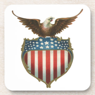 Porta-copo Vintage Patriotismo, Águia Orgulhosa sobre Bandeir