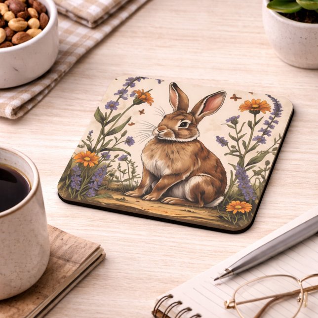 Porta-copo Vintage Rabbit with Wildflowers (Criador carregado)