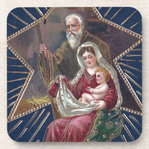 Porta-copo Vintage Religião Maria e Bebê Jesus Natal
