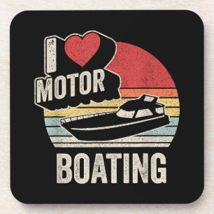 Porta-copo Vintage Retro I Love Motor Barco Engraçado Boater