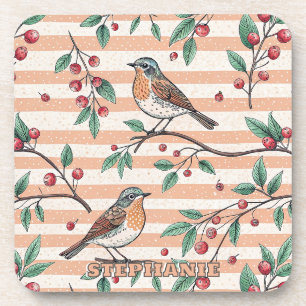 Porta-copo Vintage Sakura Cherry Blossom & Bird Aestética 7