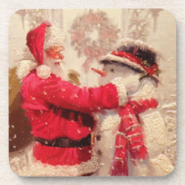 Porta-copo Vintage Santa Claus Snowman Natal