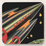 Porta-copo Vintage Science Fiction Roket Ship by Space Stars<br><div class="desc">Ilustração de safra futurista e imagem de ficção científica de planetas. Um clássico design de ficção científica em quadrinhos retrô,  do futuro,  com um viagem e um foguete de transporte viajando pelo espaço através das estrelas e da lua no caminho de volta à Terra.</div>