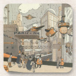 Porta-copo Vintage Science Fiction Urban Paris, Steam Punk<br><div class="desc">Ilustração vítrea Vintage punk vapor vitoriano Science Fiction viagem futurista e metrópole de transporte. A cidade de Paris,  a França,  no futuro,  com aviões de dimensão pessoal em vez de carros e a estação de metro Gare du Nord.</div>