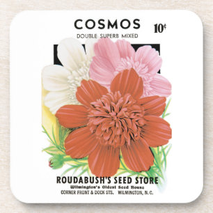 Porta-copo Vintage Seed Packet Art, Cosmos Garden Flowers