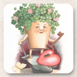 Porta-copo Vintage Shamrock Heart and Key Dia de São Patrício