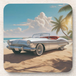 Porta-copo Vintage Sports car numa praia tropical