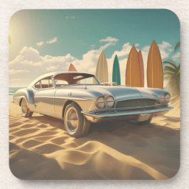 Porta-copo Vintage Sports car— praia tropical
