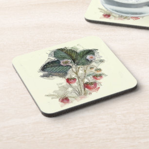 Porta-copo Vintage Strawberry Plant e Blossoms