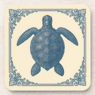 Porta-copo vintage - Tartaruga do Mar Azul Náutico
