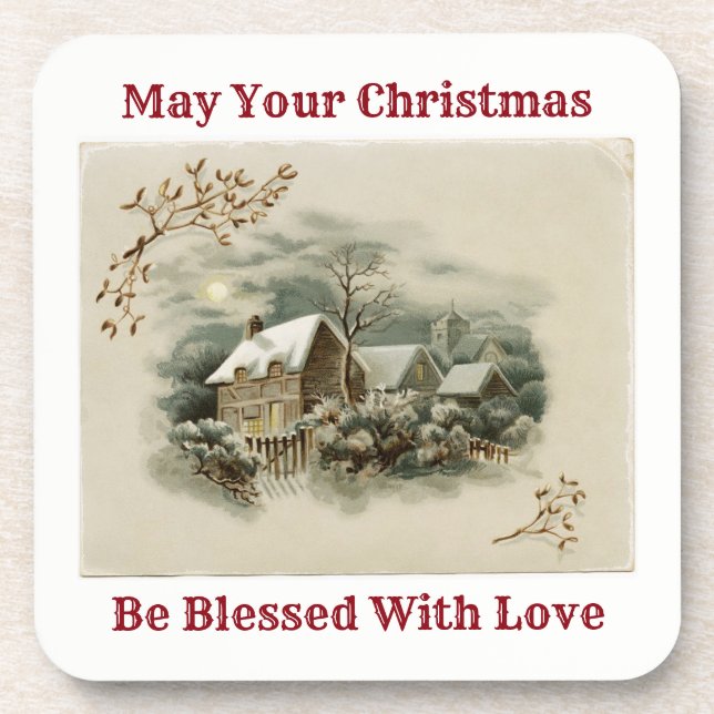 Porta-copo Vintage Town No Inverno (Frente)