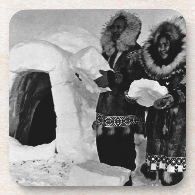 Porta-copo Vintage USA Alaska igloo builds (Frente)