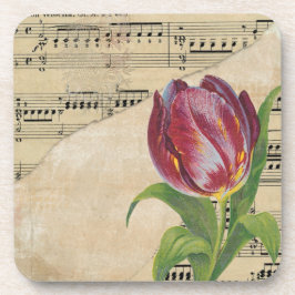 Porta-copo Vintage Victorian Music Romance Tulips