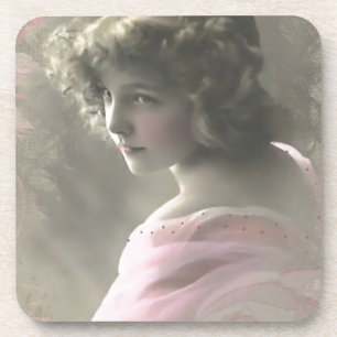 Porta-copo Vintage vitoriana adolescente a rosa