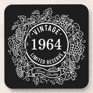 Porta-copo Vintage White Grapevine Wine Stamp, Add Bird Year