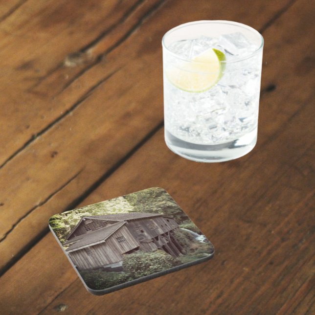 Porta-copo Vintage Wooden Grist Mill Foto (In Situ)