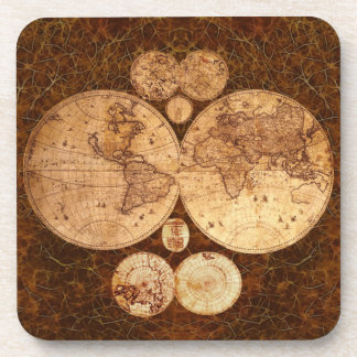 Porta-copo Vintage World Map Cork Portas copos