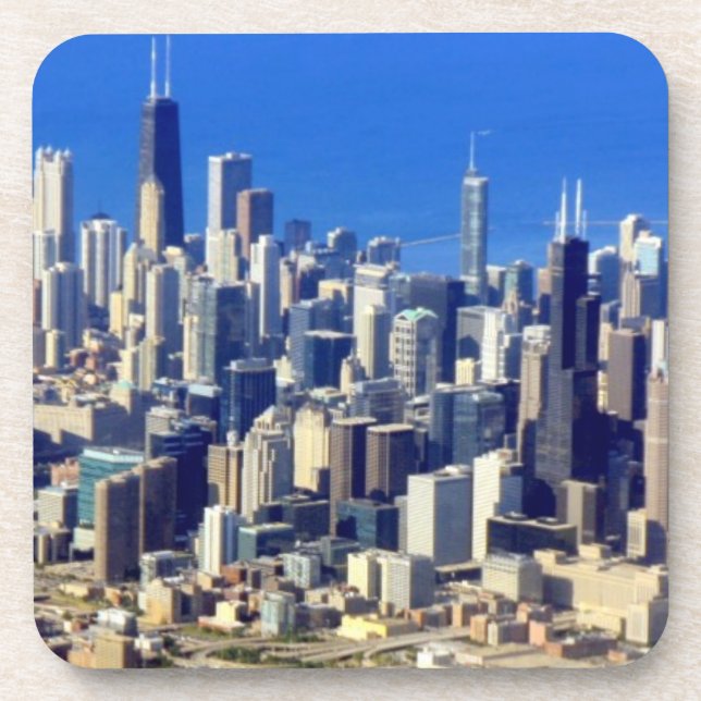 Porta-copo Vista aérea do centro de Chicago com lago (Frente)