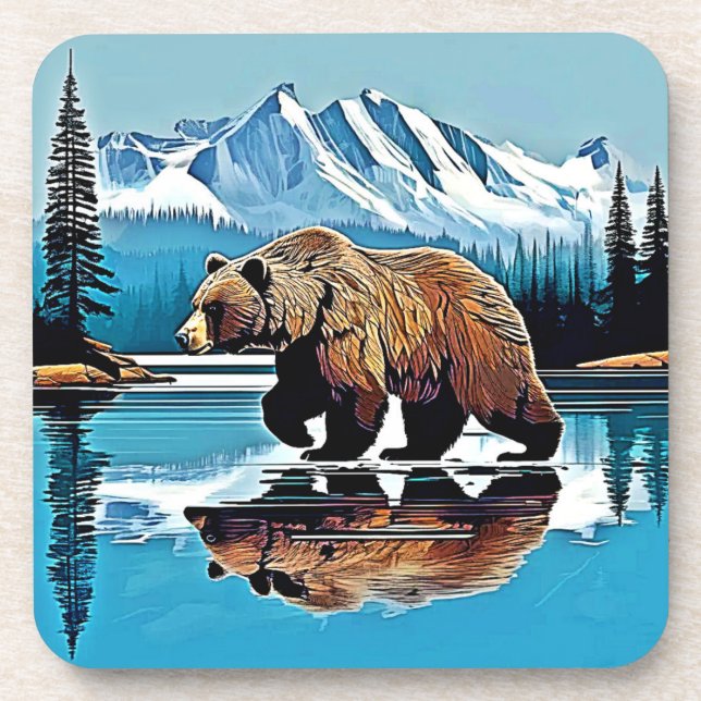 Porta-copo Vista de Montanha do Lago Grizzly (Frente)