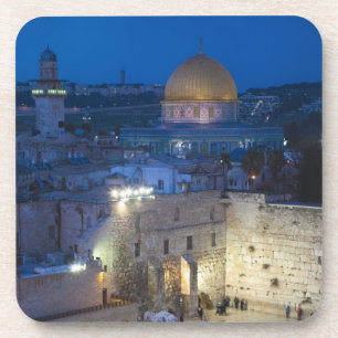 Porta-copo Vista do Western Wall Plaza, tarde da noite