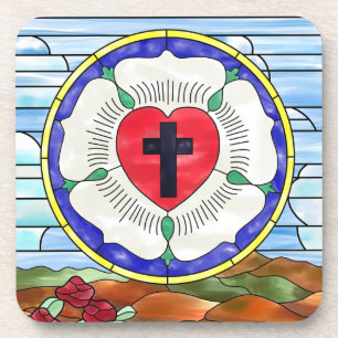 Porta-copo Vitral da Rosa de Lutero