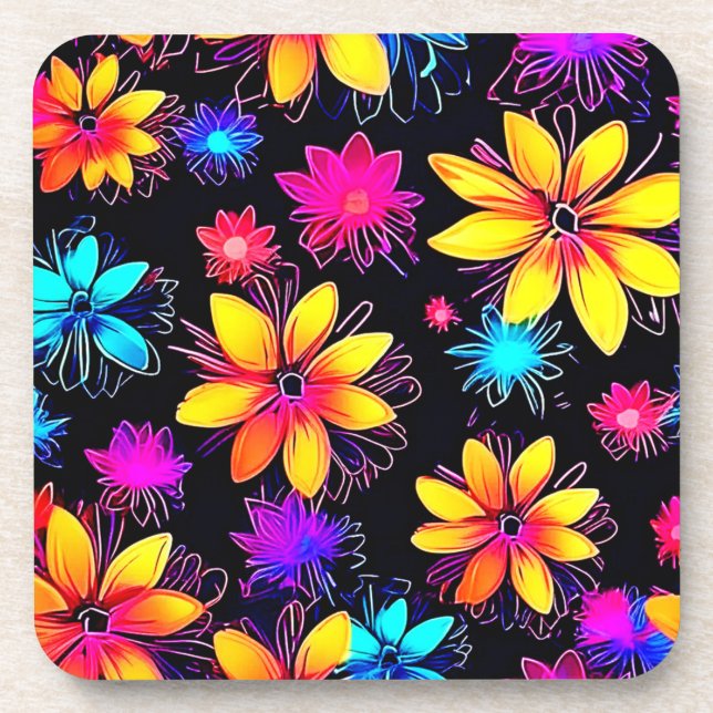 Porta-copo Vivid Neon Floral (Frente)