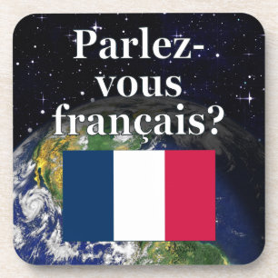 Porta-copo Você fala francês? em francês. Sinalizador e Terra