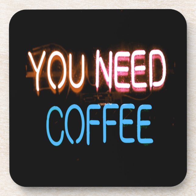 Porta-copo Você precisa de café, Caffine Neon Sign (Frente)