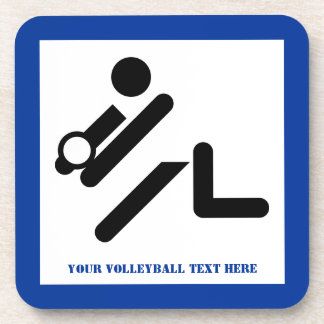 Porta-copo Volleyball player black, white, blue icon custom