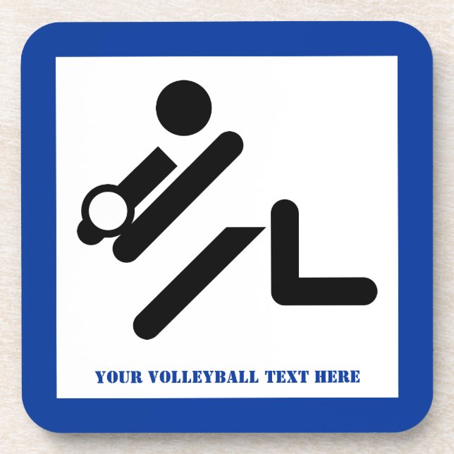 Porta-copo Volleyball player black, white, blue icon custom (Frente)