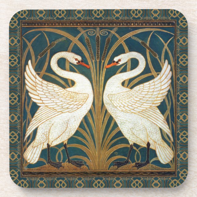 Porta-copo Walter Crane Swan, Rush E Iris Art Nouveau (Frente)