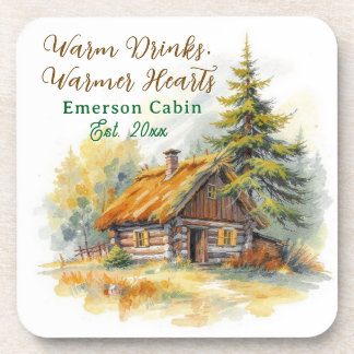 Porta-copo Warm Drinks, Warmer Hearts, Log Cabin Personalized