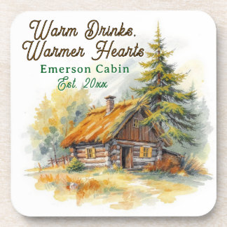 Porta-copo Warm Drinks, Warmer Hearts, Log Cabin Personalized