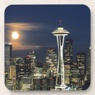 Porta-copo Washington, Seattle, Silhueta noturna da cidade a