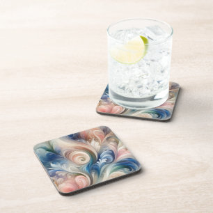 Porta-copo Watercolor Fantasy Floral Pastel Blue & Cream