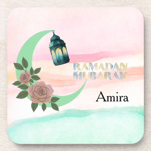 Porta-copo Watercolor Ramadan – Crescent Moon  (Frente)