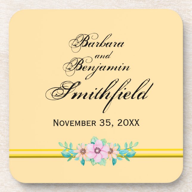 Porta-copo Wedding Remembrance Floral - Personalize (Frente)