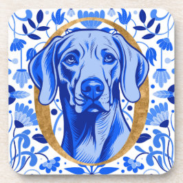 Porta-copo Weimaraner espiando através da letra "O" em Ouro