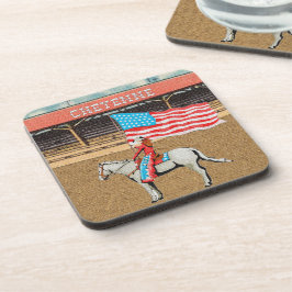 Porta-copo Western Cheyenne Rodeo Cowgirl Bandeira Americana