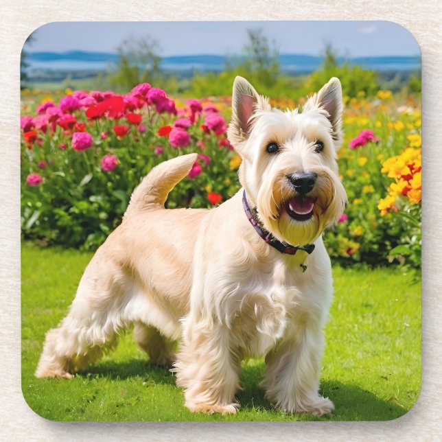 Porta-copo Wheaten Scottish Terrier tocando Flores Grass (Frente)