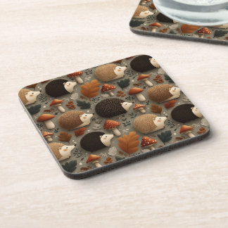 Porta-copo Whimsical Autumn Hedgehog & Mushroom Pattern