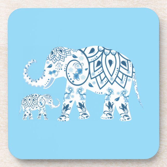 Porta-copo Whimsical Blue Elephant Drink Coaster (Frente)